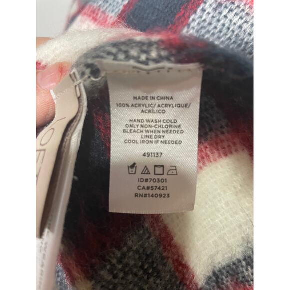 Loft Large Blanket Scarf Red White & Blue  Nwot Can Be Worn Several Ways - Picture 6 of 9